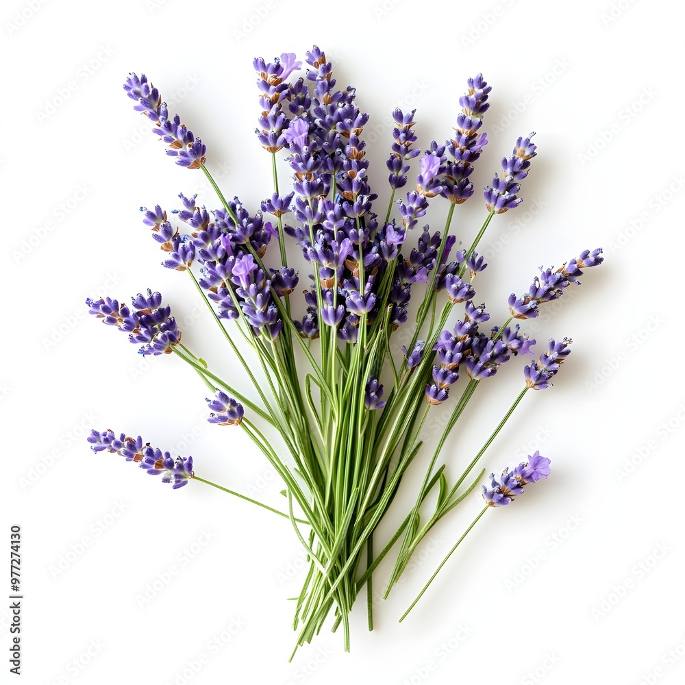 Fototapeta premium 89. A fresh bunch of lavender isolated on a clean white background