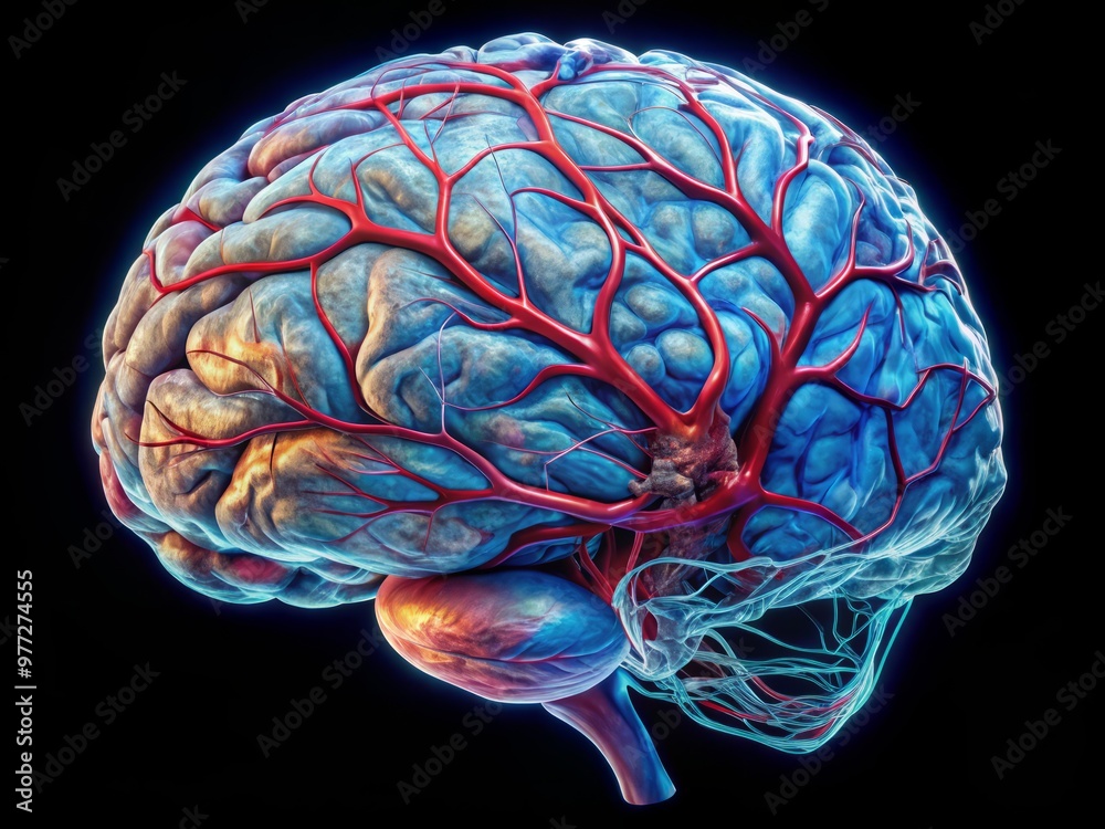 A detailed SWI scan of the brain showcasing venous structures in high contrast against a transparent gradient background A detailed SWI scan of the brain showcasing venous structures in high contrast against a transparent gradient background