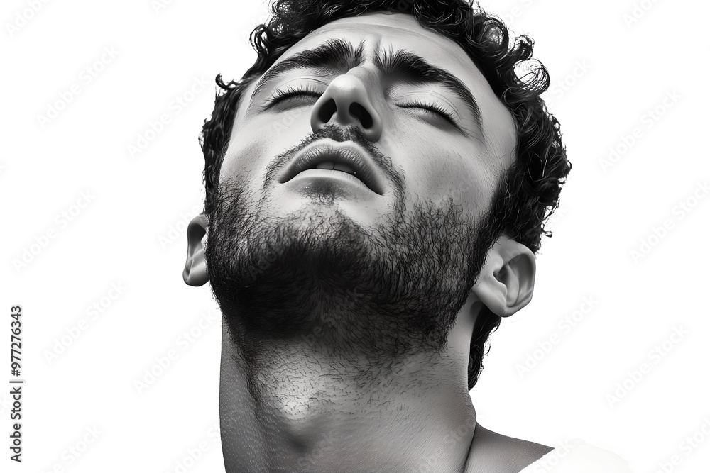 Black and white portrait photography of an ugly man in his 30's with a white background Black and white portrait photography of an ugly man in his 30's with a white background
