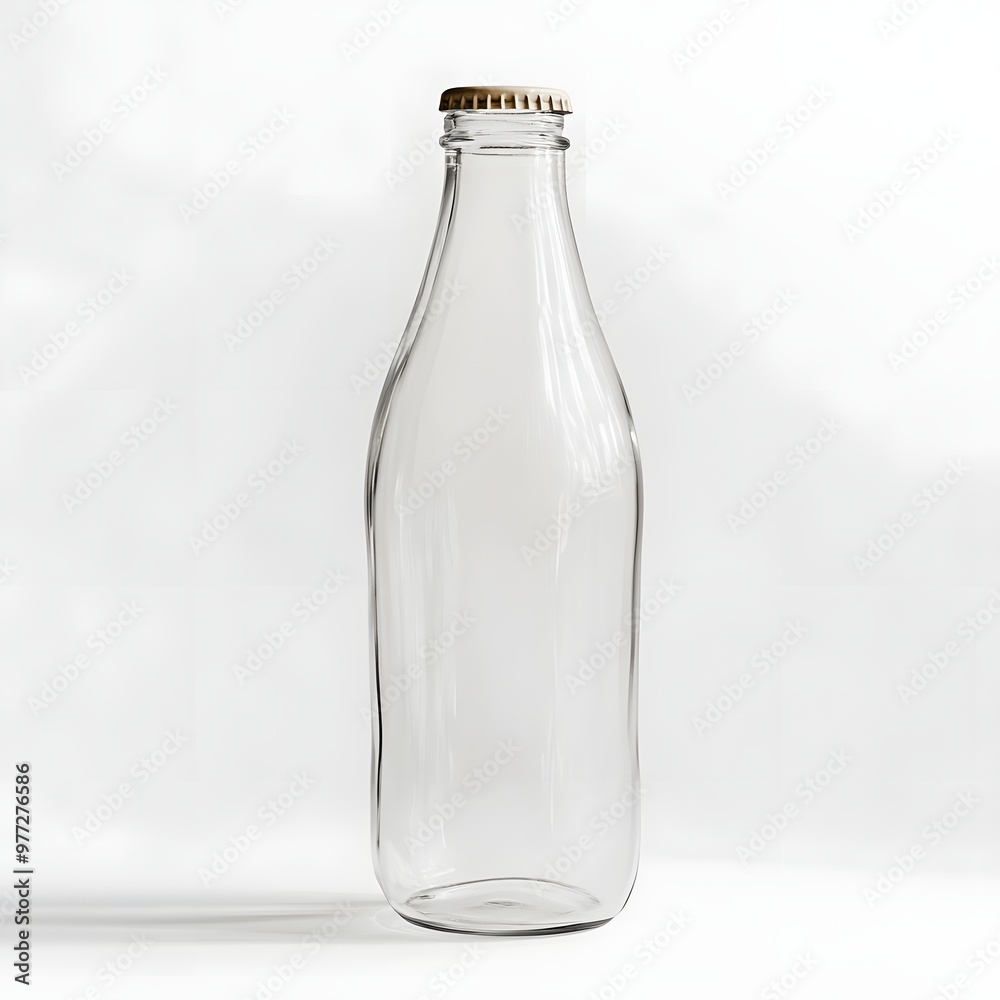 94. A classic glass milk bottle with a cap isolated on a clean white background 94. A classic glass milk bottle with a cap isolated on a clean white background