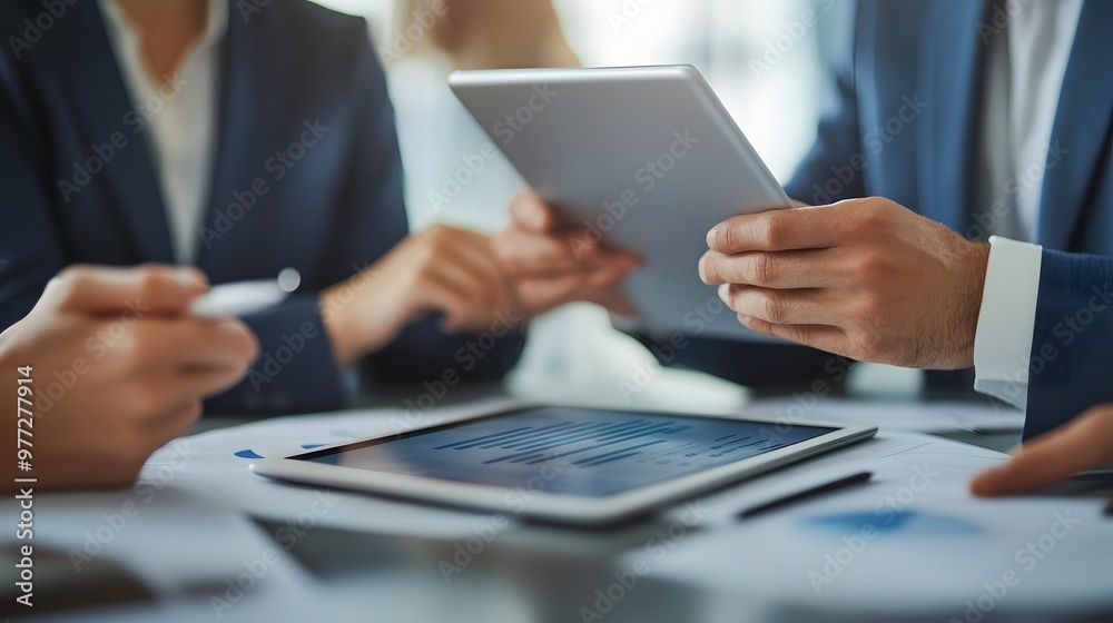 Business Professionals Reviewing Data on a Tablet Business Professionals Reviewing Data on a Tablet