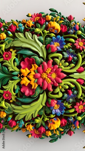 3d background, floral ornament , seamless
