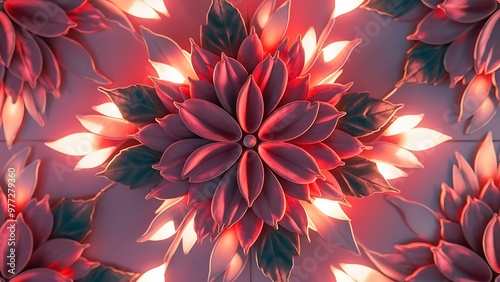 3d background, floral ornament , seamless