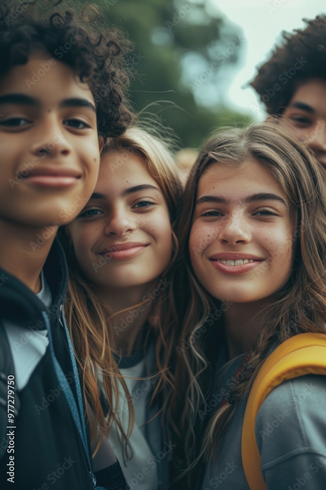 A group of young people standing together, possibly friends or family A group of young people standing together, possibly friends or family