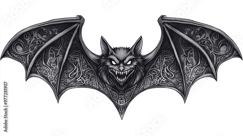 A stylized bat with an intimidating expression