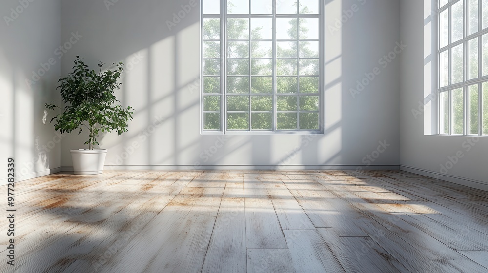 Fototapeta premium Clean, fresh white background with soft natural lighting, offering a pure and uncluttered look for presentations.