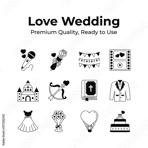 Get your hold on this amazing love and wedding icons set