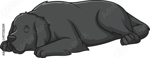 Cartoon sleeping newfoundland dog vector illustration