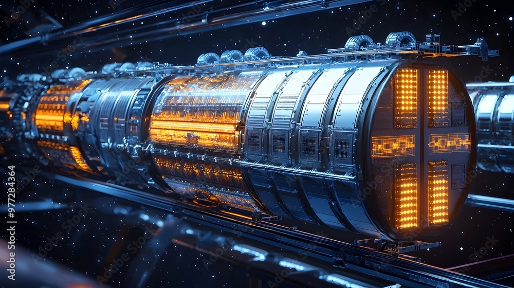 Depiction of Solid-State Batteries Powering Satellites and Space Stations in Cosmic Energy Storage Depiction of Solid-State Batteries Powering Satellites and Space Stations in Cosmic Energy Storage