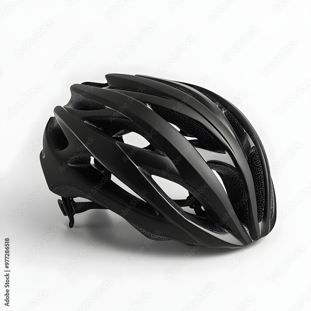 79. A sleek black bicycle helmet isolated on a clean white background 79. A sleek black bicycle helmet isolated on a clean white background
