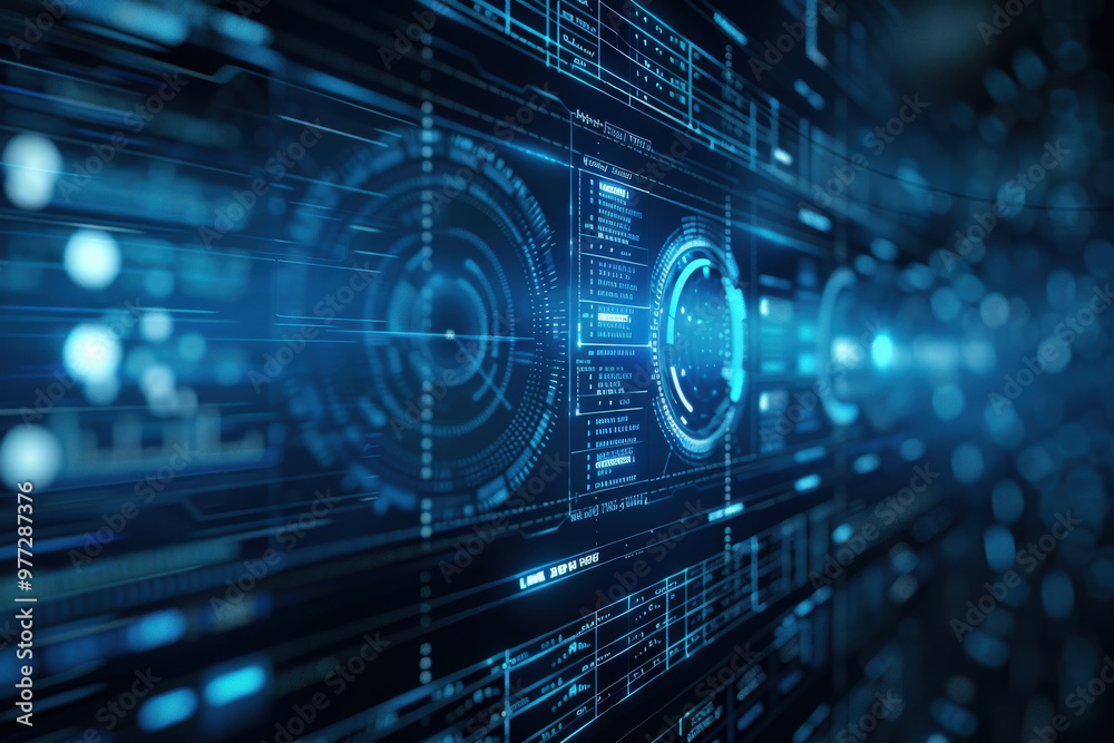 Digital Futuristic Interface Background at Night Digital Futuristic Interface Background at Night