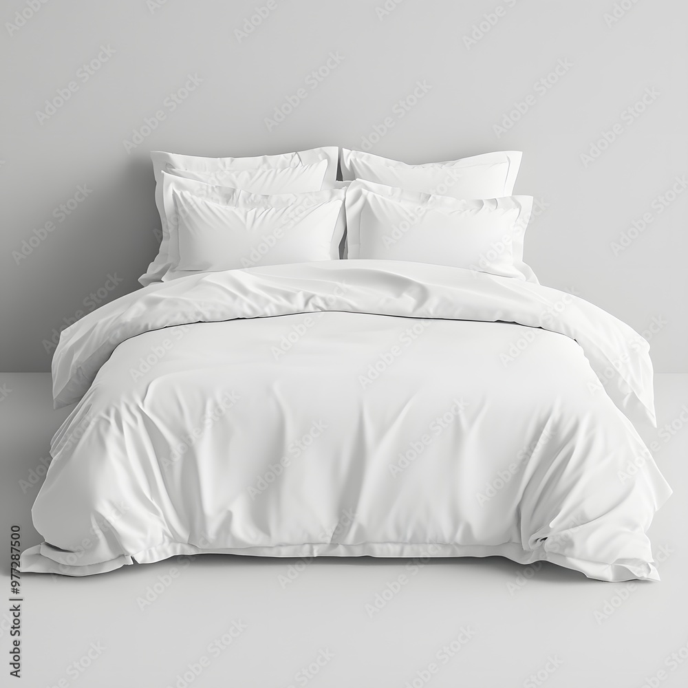 Obraz premium 81. A crisp white bed with an elegant duvet isolated on a clean background