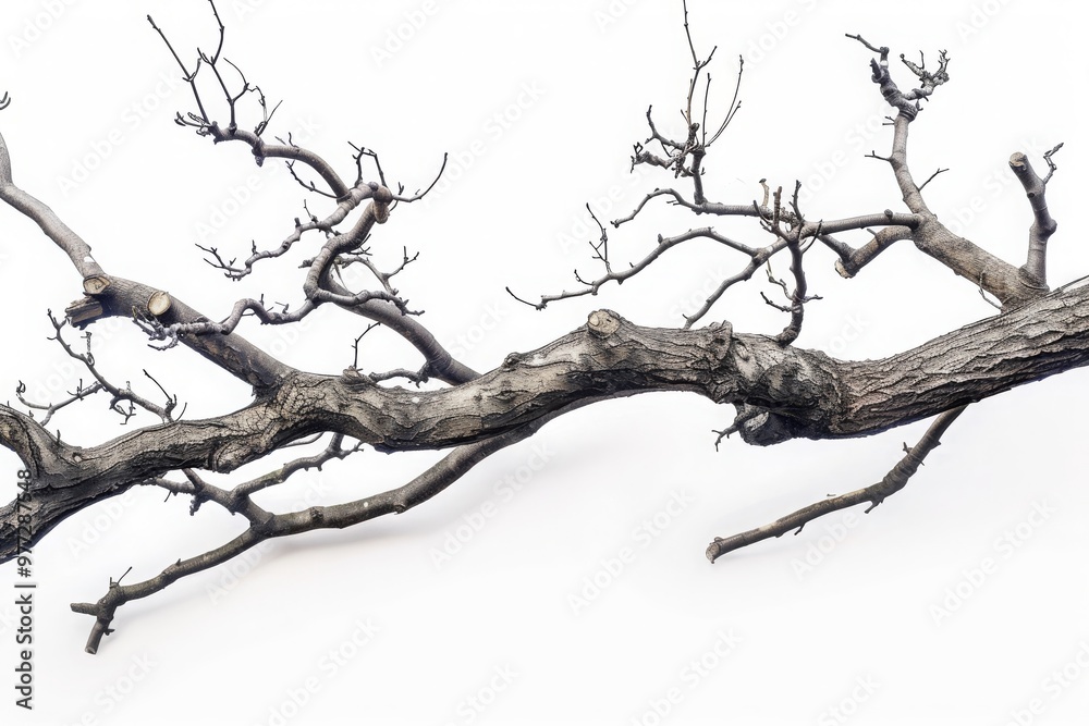 Dry tree branches isolated on white background