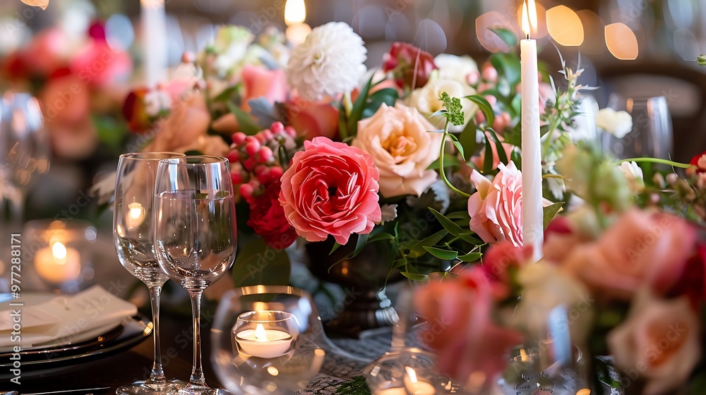 Fototapeta premium Stunning bridal centerpieces and place settings