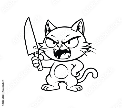 Cat with a knife vector