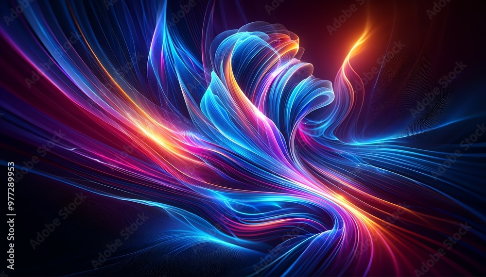 Naklejka premium A futuristic and vibrant digital artwork of an abstract glowing background