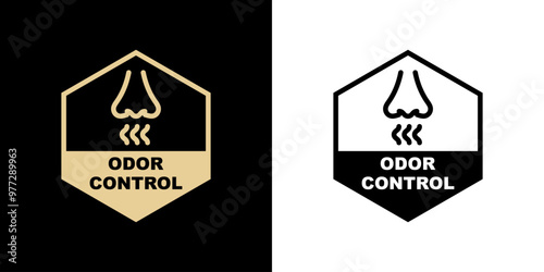 Odor Control - golden vector sticker for package labeling.