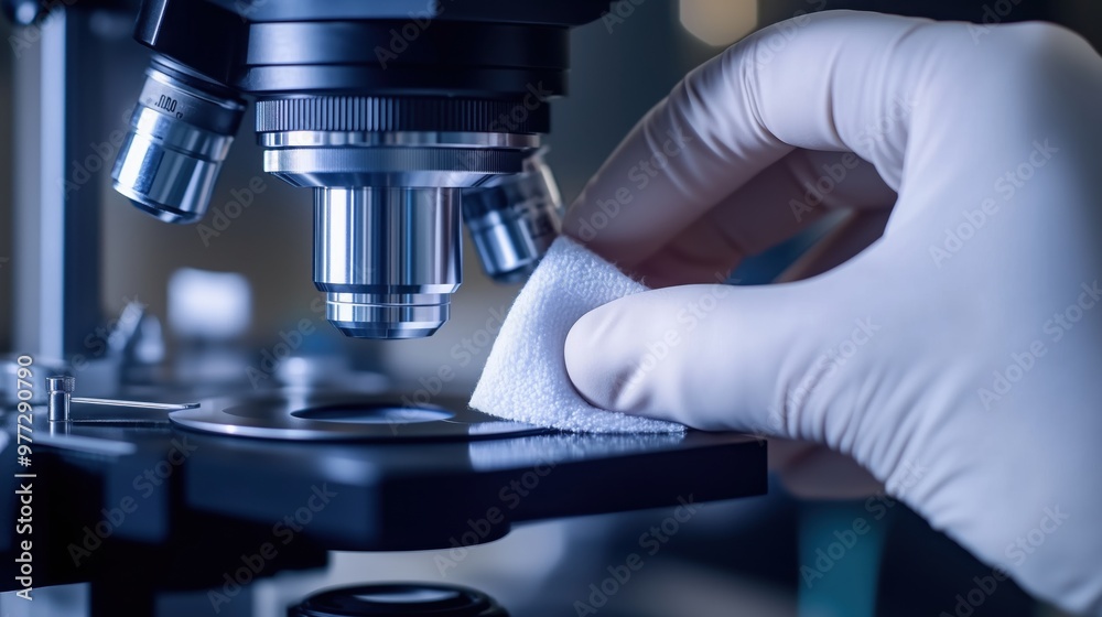 A person is holding a piece of paper under a microscope. Concept of curiosity and scientific exploration A person is holding a piece of paper under a microscope. Concept of curiosity and scientific exploration