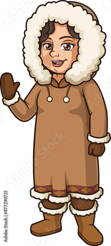 Cartoon native inuit woman vector illustration