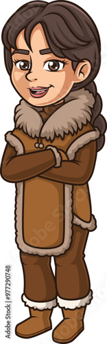 Cartoon native inuit woman vector illustration