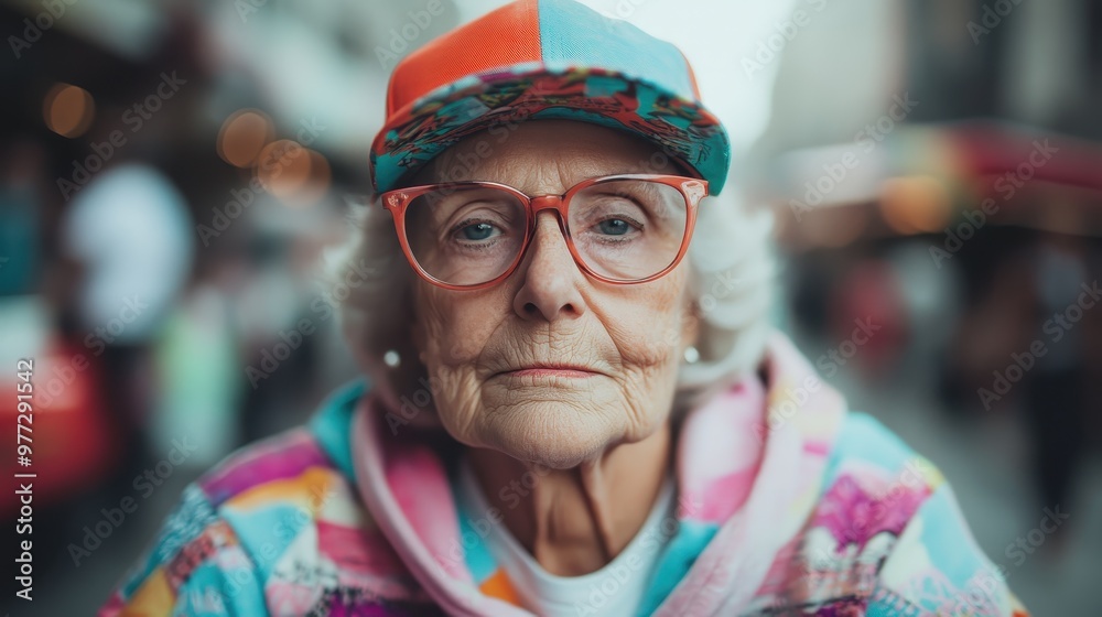 An elderly individual dressed in colorful attire and a vibrant cap is captured in an urban area, highlighting a stylish mix of contemporary street fashion and lively expressions. An elderly individual dressed in colorful attire and a vibrant cap is captured in an urban area, highlighting a stylish mix of contemporary street fashion and lively expressions.