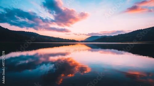 Sunrise reflection in serene lake, symbolizing new beginnings