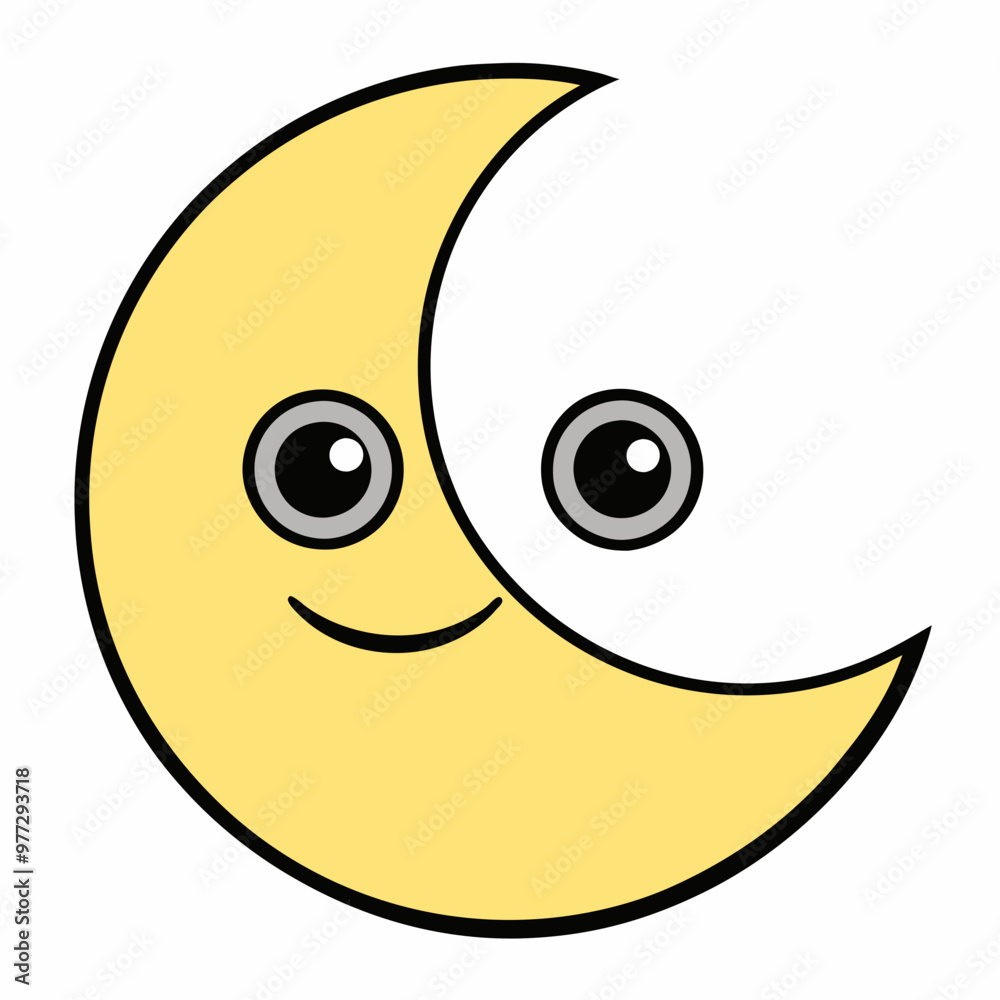 a cheerful, cartoon moon with a smiling face and soft yellow color. a cheerful, cartoon moon with a smiling face and soft yellow color.