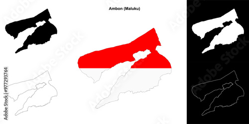 Ambon blank outline map set photo