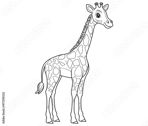 Coloring pages of giraffes for kids giraffe cartoon isolated on white