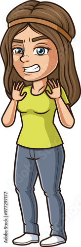 Cartoon woman aversion reaction vector illustration