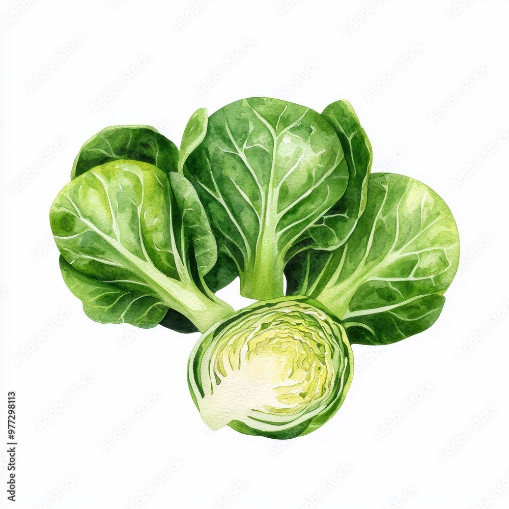 Fototapeta premium Vibrant Green Romaine Lettuce - A Fresh and Nutritious Vegetable