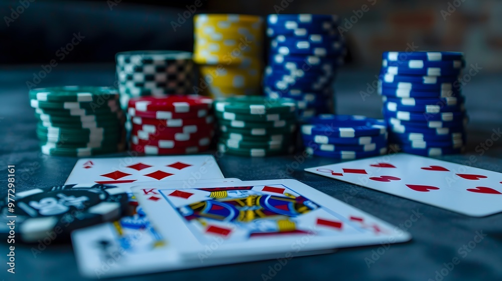 Winning Hand in Poker: A winning poker hand laid out on the table, surrounded by chips and cards.
Winning Hand in Poker: A winning poker hand laid out on the table, surrounded by chips and cards.