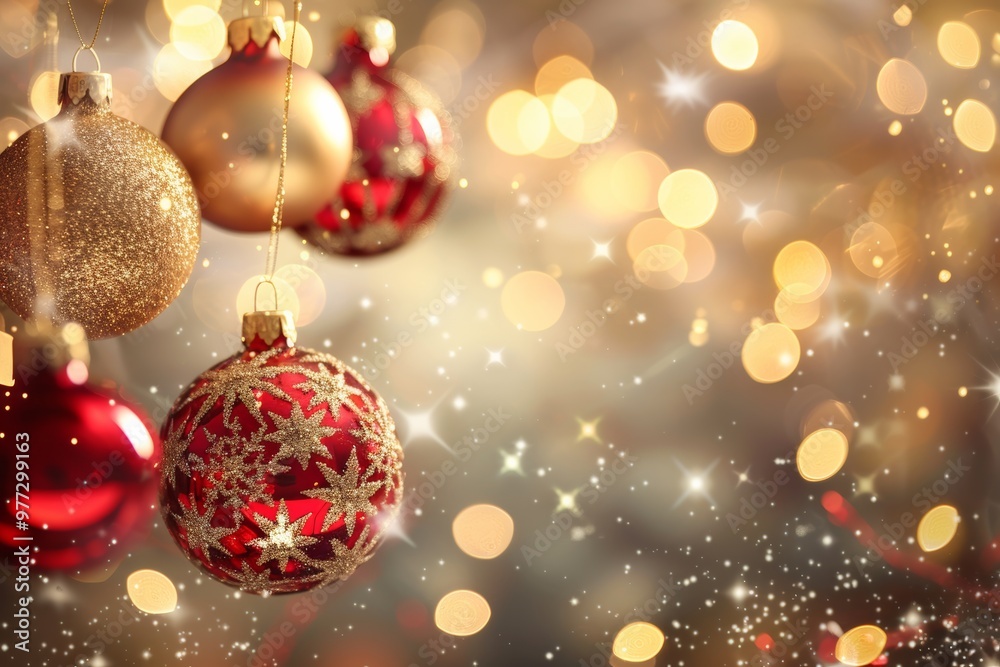Festive christmas ornaments with sparkling lights Festive christmas ornaments with sparkling lights