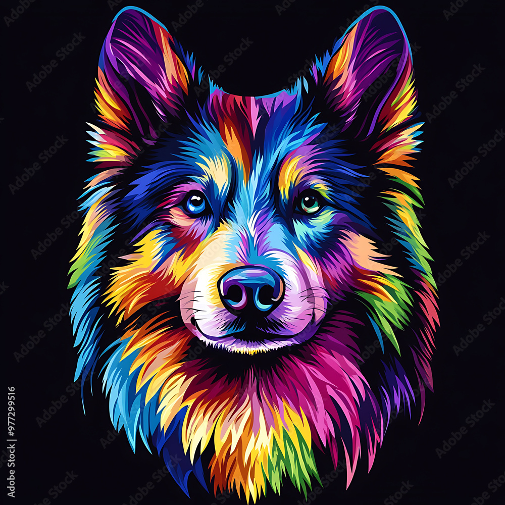 Neon art dog, the beauty of glowing art of cute dogs