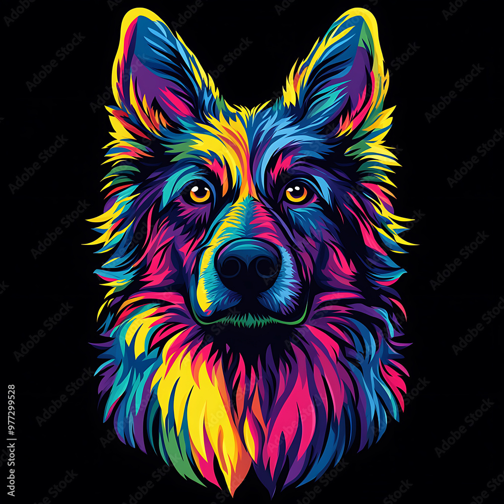 Neon art dog, the beauty of glowing art of cute dogs Neon art dog, the beauty of glowing art of cute dogs
