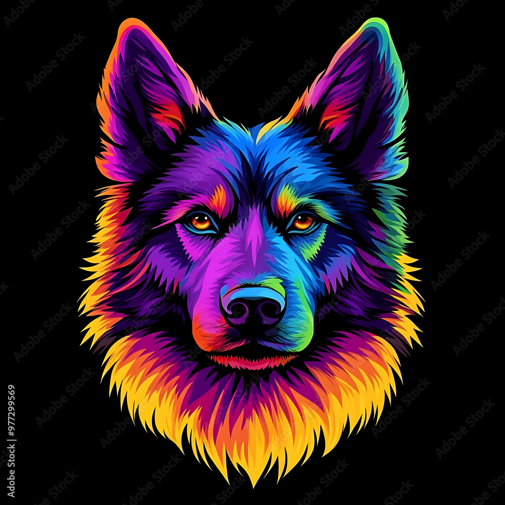 Neon art dog, the beauty of glowing art of cute dogs Neon art dog, the beauty of glowing art of cute dogs
