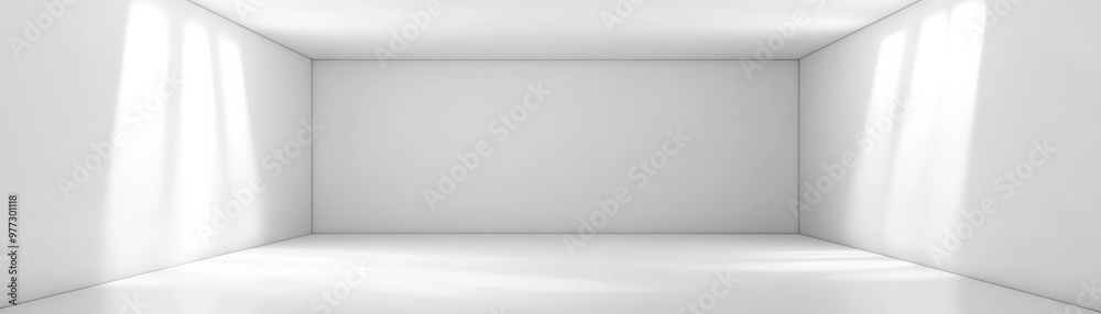 Minimalistic empty white room with natural light shining through. Clean and spacious interior perfect for design presentations or visualization. Minimalistic empty white room with natural light shining through. Clean and spacious interior perfect for design presentations or visualization.