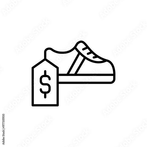 Shoes price outline icons, minimalist vector illustration ,simple transparent graphic element .Isolated on white background