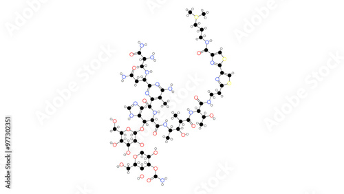 bleomycin molecule, structural chemical formula, ball-and-stick model, isolated image antineoplastic agents photo