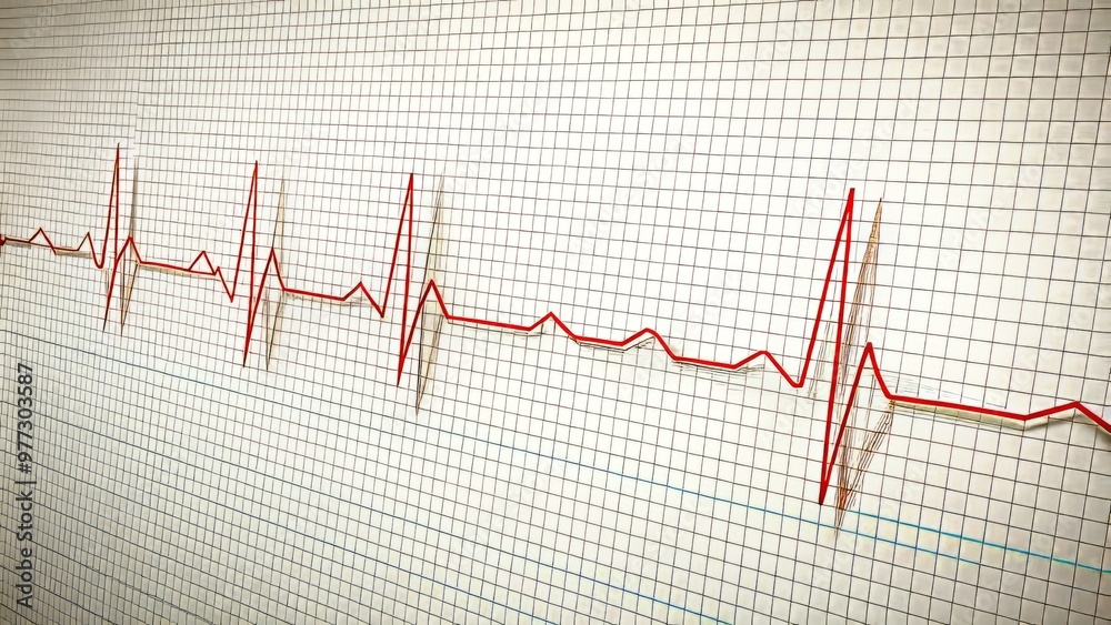 A stylized illustration of ECG limb leads on a clean white background with a subtle grid pattern, featuring bright and accurate colors, precise lines A stylized illustration of ECG limb leads on a clean white background with a subtle grid pattern, featuring bright and accurate colors, precise lines