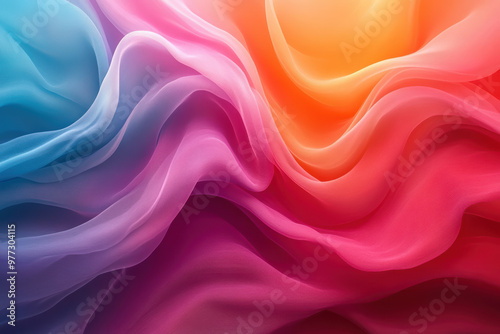 Wallpaper Mural Colorful and abstract flowing fabric background with vibrant hues of pink, blue, and orange creating a dynamic and dreamy visual effect. Torontodigital.ca