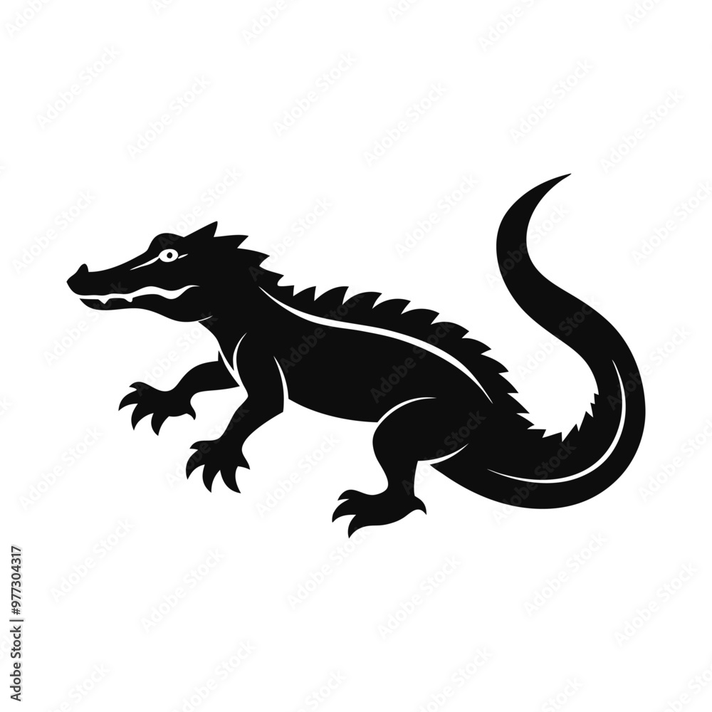 alligator vector silhouette white background alligator vector silhouette white background