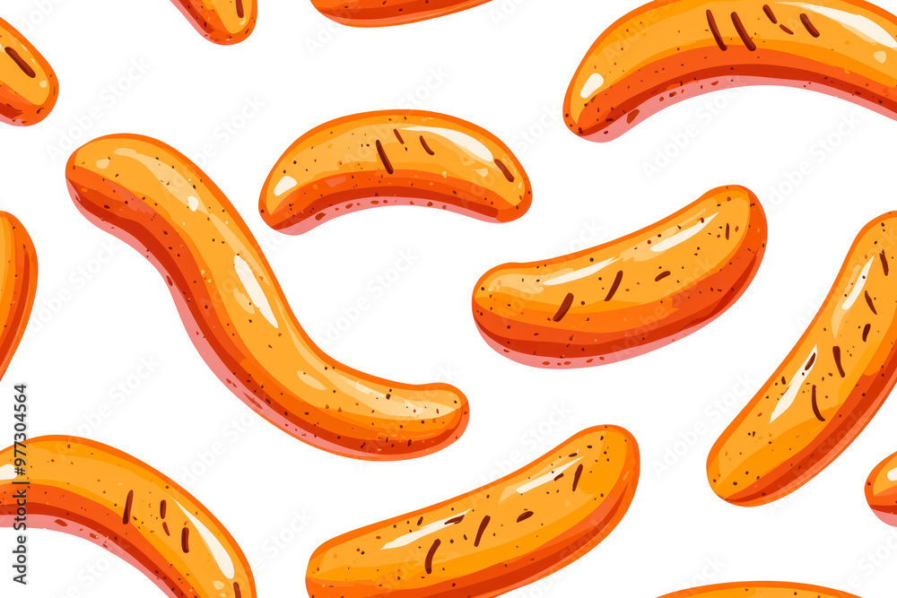 Bavarian sausages on white. Stylish snack endless texture wallpaper design. Nutrition lunch. Bavarian sausages on white. Stylish snack endless texture wallpaper design. Nutrition lunch.