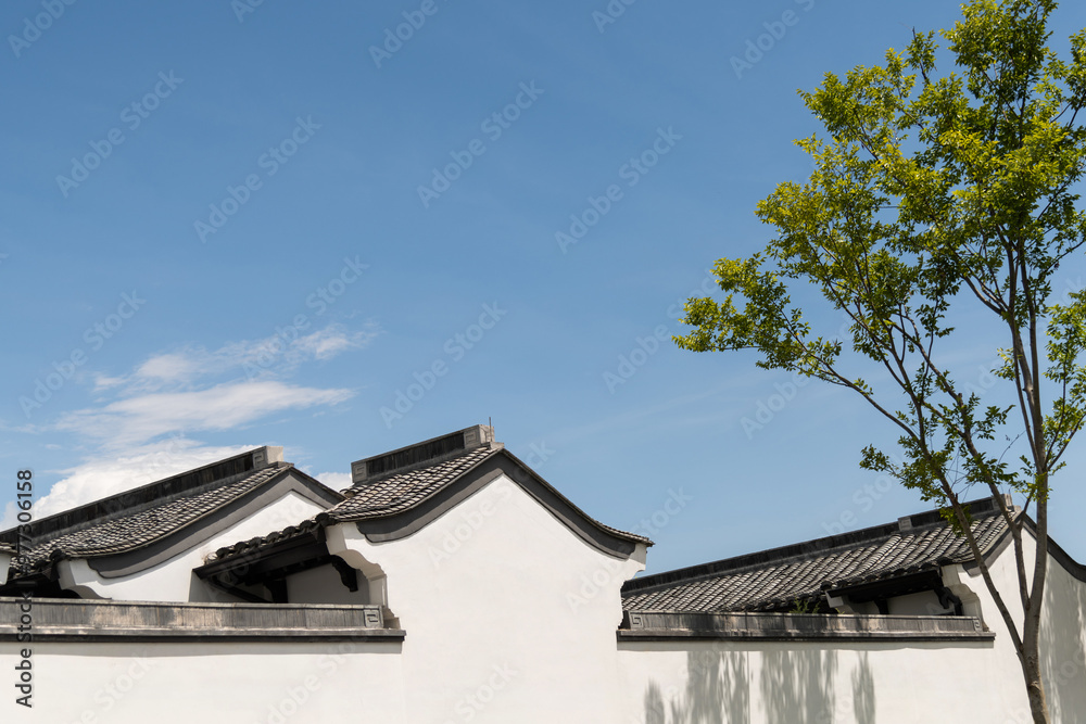 Chinese traditional style building under blue sky Chinese traditional style building under blue sky