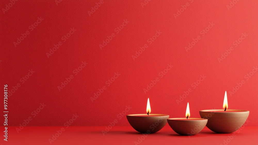 Glowing Candles in Serene Crimson Ambiance Glowing Candles in Serene Crimson Ambiance