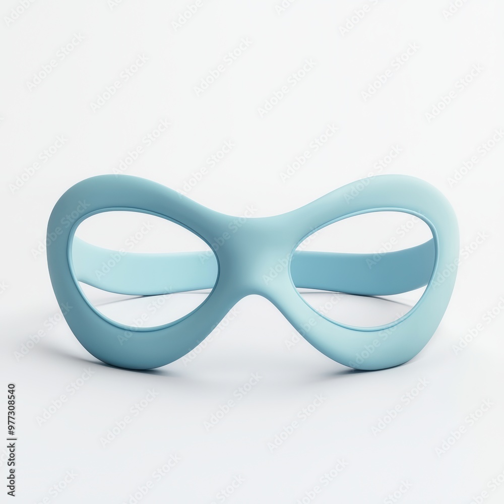 Fototapeta premium Minimalist Turquoise Mask on White Background