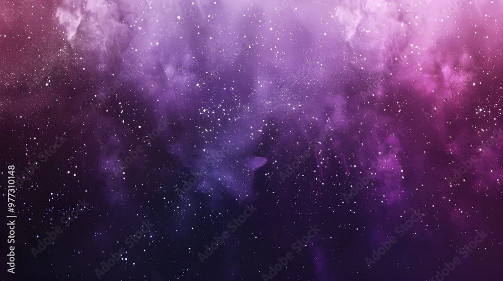 Obraz premium Cosmic Dreamscape: A mesmerizing abstract background of swirling purple and pink clouds with a scattering of glittering stars, evoking a sense of cosmic wonder.