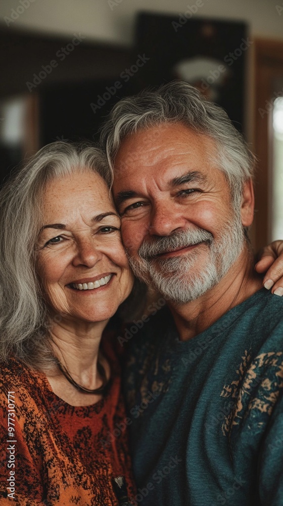Joyful senior couple embracing and smiling at camera, radiating warmth and contentment. Their silver hair and wrinkles tell stories of a life well-lived together. Joyful senior couple embracing and smiling at camera, radiating warmth and contentment. Their silver hair and wrinkles tell stories of a life well-lived together.