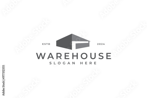 simple flat warehouse logo vector design template with modern and unique styles. vintage custom warehouse logo design vector ideas.