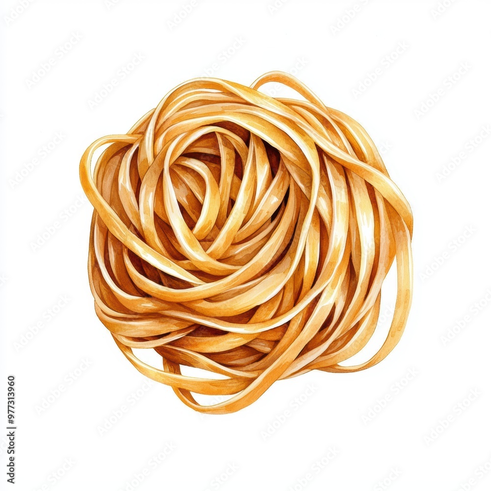 Coiled Strands of Vibrant Tangled Pasta Coiled Strands of Vibrant Tangled Pasta